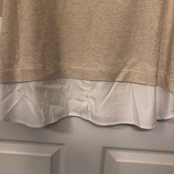 NWOT…Foxcroft Beige and white 2fer sweater top. Size XL. - Picture 6 of 11